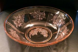 Sharon Cabbage Rose Pink Depression Glass Berry Bowls (2)