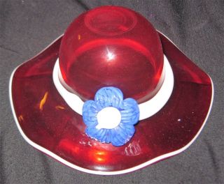 Large Red Hat Society Hand Blown Bowl Hat,  Unique T03