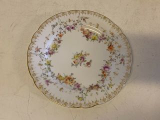 Antique Dresden Ambrosius Lamm Porcelain Salad Plate With Floral Decorations