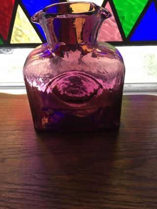 Vintage Blenko Amethyst/purple Glass Carafe Water Pitcher Bottle Decanter 8 "