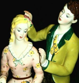 Antique Italy Art Deco Trevir Vicenza Lenci Era Courting Couple Pottery Figurine