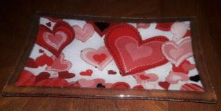 Peggy Karr Fused Glass Valentine Heart Dish/tray 9.  5 " X 5.  75 "