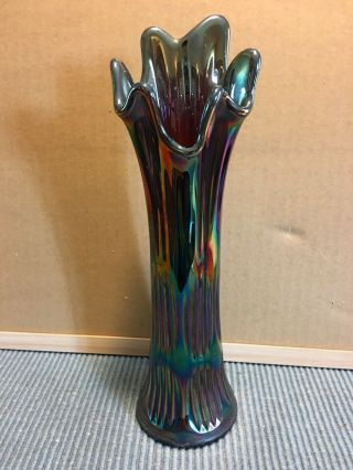 Stunning Fenton 1900 Ribbed Carnival Glass Funeral Vase