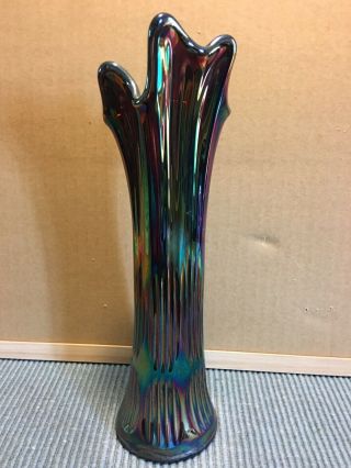 Stunning Fenton 1900 Ribbed Carnival Glass Funeral Vase 2