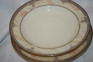 Mikasa Fine Ivory Japan " Venetian Marble " Lac82 (2) Dinner Plates & (2) Soup Bowls