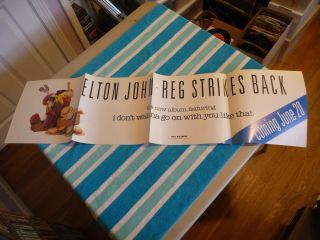 Elton John " Reg Strikes Back " Promotional Poster Banner 12 " X 48 " 1988 Mca