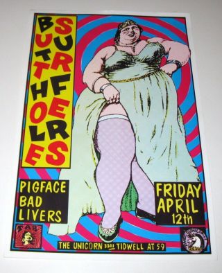 Butthole Surfers & Pigface 1991 Houston,  Tx Concert Frank Kozik Poster