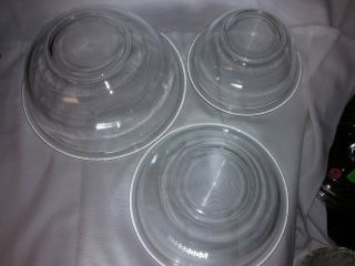 Vintage Pyrex Set of 3 Clear Glass Nesting Mixing Bowls 322 - 323 - 325 S/H 5