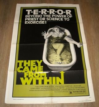 1976 They Came From Within 1 Sheet Movie Poster David Cronenberg Barbara Steele