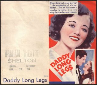 1931 Janet Gaynor And Warner Baxter Daddy Long Legs Vintage Movie Brochure Fox