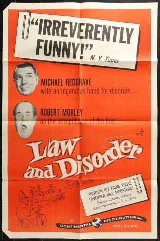 Law And Disorder Michael Redgrave Robert Morley 1958 1 - Sheet Movie Poster