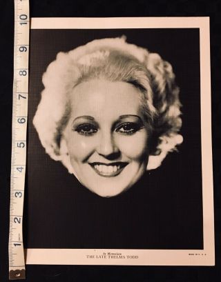 Thelma Todd Black & White Linen Paper 1936 Film Star Actress Photograph
