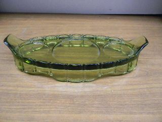 Fostoria Crystal Olive Green " Coin " Pattern Condiment Holder
