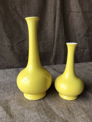 2 Vintage Royal Haeger Pottery Yellow Bulb Vase Mid Century Modern