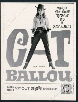 1964 Cat Ballow Movie Production Notice Jane Fonda Vintage Trade Print Ad