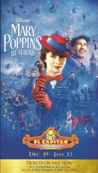 Disney Mary Poppins Returns Card/mailer With Emily Blunt And Lin - Manuel Miranda