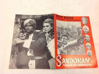 Sandokan,  La Tigre Di Mompracem Steve Reeves Grad Vtg 1963 Danish Movie Program
