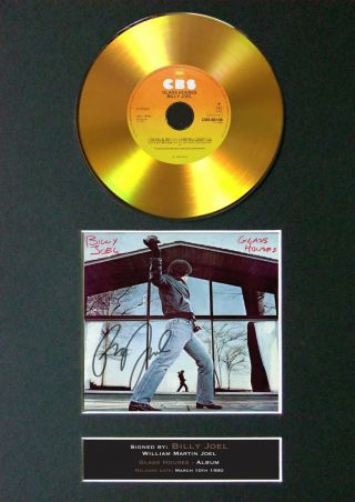 134 Billy Joel Glass Houses Gold Cd Signed Autograph Mounted A4