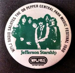 Jefferson Starship 1980 Dr Pepper Festival Central Park Nyc Button Pin