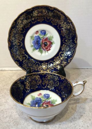 Vintage Paragon Bone China Tea Cup And Saucer Blue With Flowers Made In England