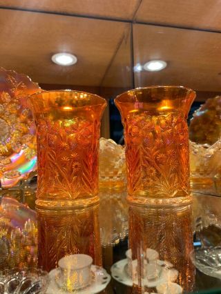 Marigold Carnival Glass Goblets