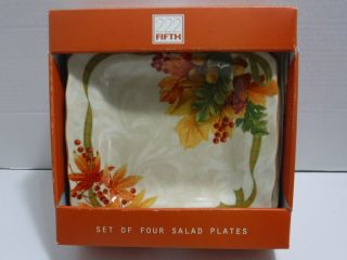 222 Fifth Autumn Celebration 8.  5 " Square Salad Plates Set Of Four