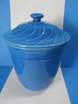 Metlox California Pottery U.  S.  A.  Turquoise Blue Cookie Jar/canister 9 " T X 6.  5 " W