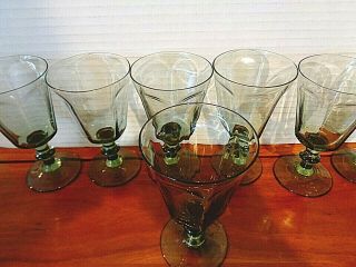 Seven Lenox in the Antique Pattern Lt.  Green Wine or Juice Glasses 5 