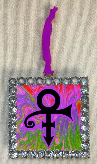 Prince Symbol Purple Rhinestone Diamond Ornament Christmas Holiday