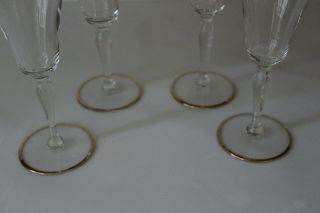 Vintage Clear Wine Glass Red and Gold Rim Set of 4 5