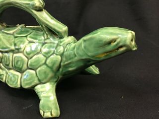 Rare Turtle McCoy USA Vintage Pottery Watering Can sprinkler pitcher green 6