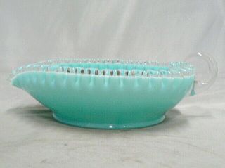 Fenton Art Glass Silvercrest Turquoise Heart Shape Candy Dish