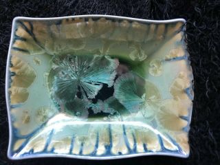 Edgecomb Potters Maine Blue Green Crystalline Glaze 22 Hours Fired Dish