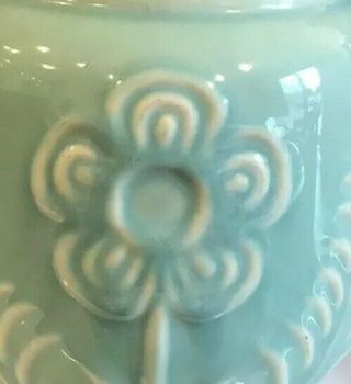 Turquoise Shawnee Pottery,  Tea Kettle,  Vintage,  Flowers And Ferns Design