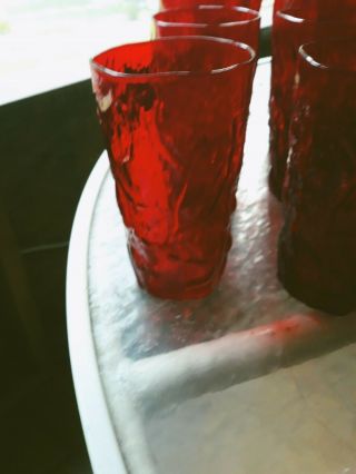 Vintage / antique Ruby Red Glassses Drink 60s 2