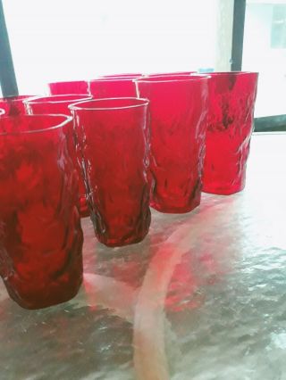 Vintage / antique Ruby Red Glassses Drink 60s 3
