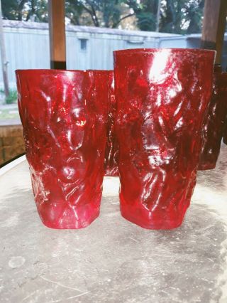 Vintage / antique Ruby Red Glassses Drink 60s 4