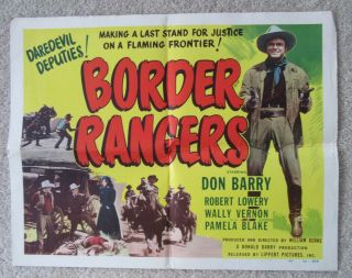Border Rangers 1950 Hlf Sht Movie Poster Fld Don Red Barry Ex