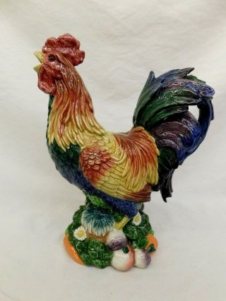 Fitz And Floyd Coq Du Village Rooster Pitcher 12 " Tall