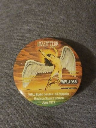 Vintage 1977 Led Zeppelin Madison Square Garden Button York Ny Wplj 95.  5 Nyc