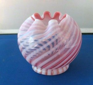 Fenton Cranberry Opalescent Swirl Bud Vase Crimped