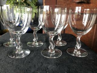 Set Of 6 Fostoria Glass Contour Mid Century Water Goblets Crystal 6”