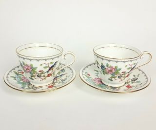 Set Of 2 Aynsley Pembroke Tea Cups And Saucers Bone China