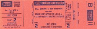 Eric Clapton / Jimmy Page 1983 Ronnie Lane A.  R.  M.  S.  Tour Msg B11 Ticket