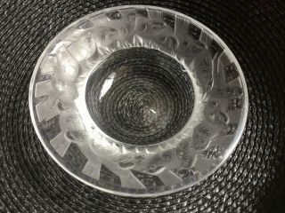 Lalique France Frosted Glass Birds Sparrows Trinket Ring Dish Bowl