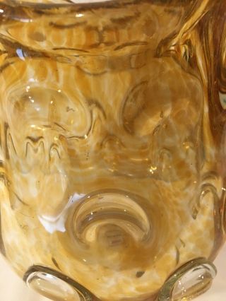 Mid Century Murano Art Glass Owl Vase Amber Glass Dish Blown Glass Owl 7