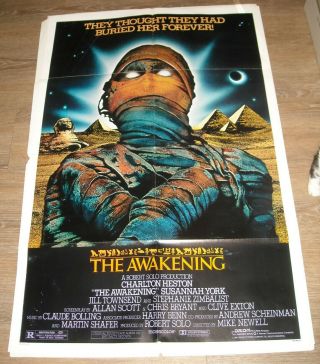 1980 The Awakening 1 Sheet Movie Poster Charlton Heston Mummy Horror Art