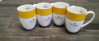 Kate Spade Lenox Rutherford Circle Mugs - Set Of 4 - Yellow - 14 Oz - Nwt