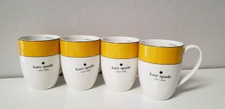 Kate Spade Lenox Rutherford Circle Mugs - Set of 4 - Yellow - 14 oz - NWT 4