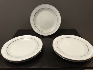 Noritake China Wedding Veil Salad Plates Set Of 5 Blue Lace Silver Pattern